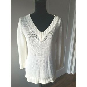 Marina Rinaldi cream yarn knit top Sz S